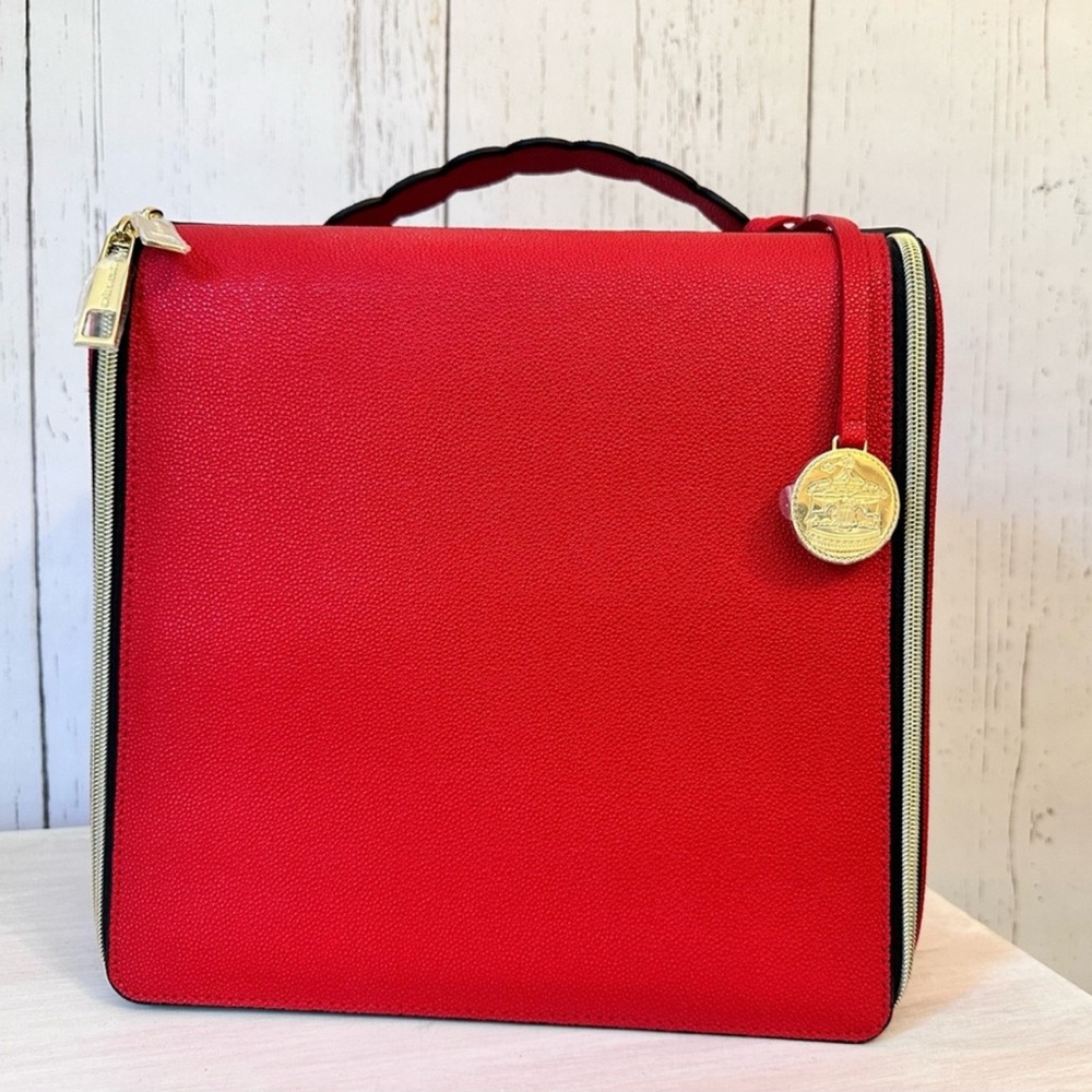 NWOT Estee Lauder Vintage Red Faux Leather Makeup Case 1980’s